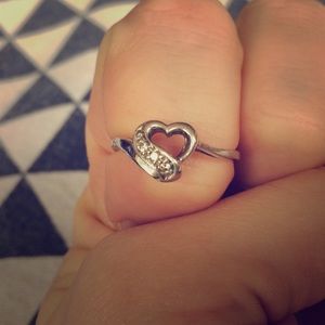 White gold heart shaped promise ring
